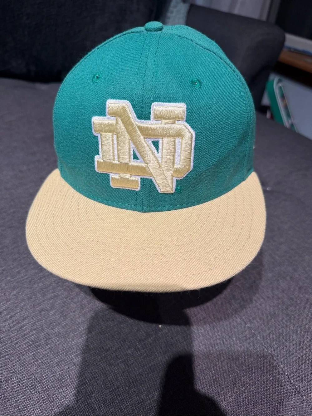 Green and Gold Kids Hat with Embroidered ND Logo
